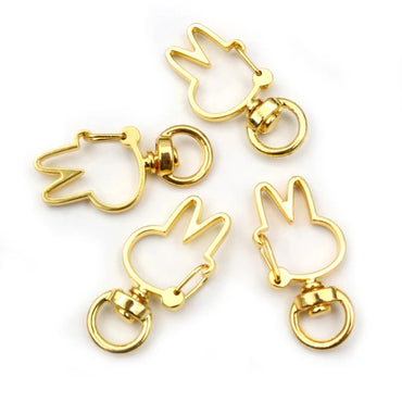 Attaches de porte-clés/ fermoirs doré en forme de lapin - lot de 5