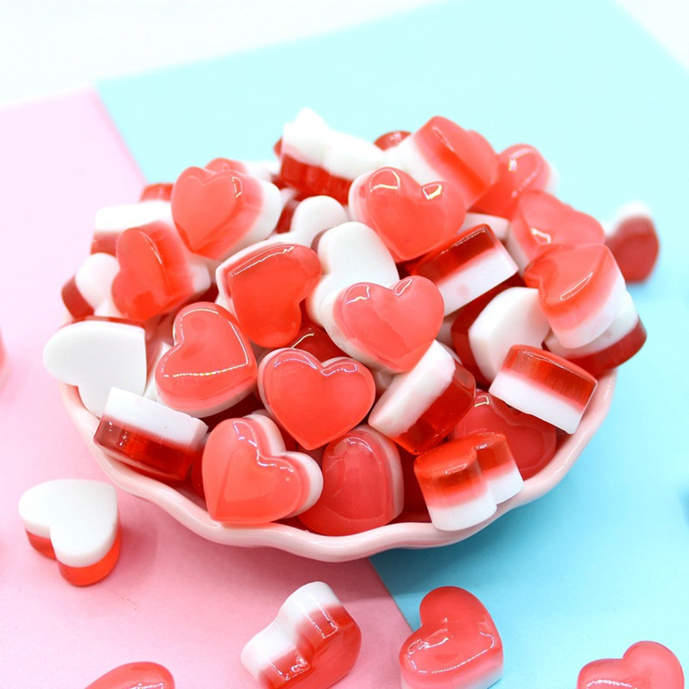 Cabochons coeurs rouges faux bonbon déco fimo amour saint valentin