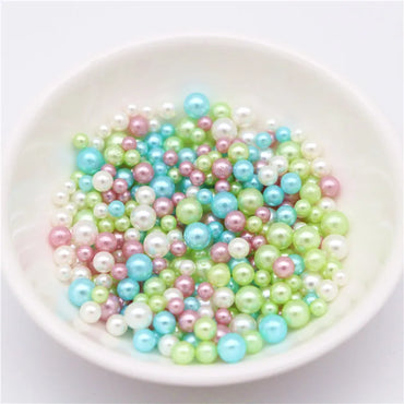 Perles non percées nacrées pastel pour insertion slime, shaker en résine - 10g