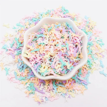 Confettis en pate polymère en forme de licornes, mix en vrac de licornes pastels en fimo