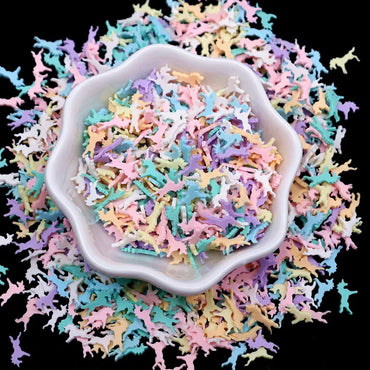 Confettis en pate polymère en forme de licornes, mix en vrac de licornes pastels en fimo