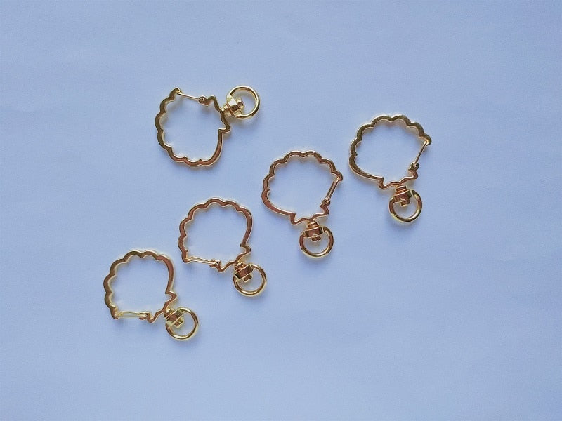 Fermoir pendentif en métal doré pour porte-clés, forme coquillage-  lot de 5