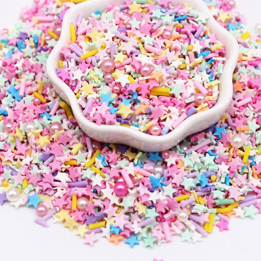 Faux vermicelles confettis en pâte polymère pour slime, résine, fimo,étoiles, vermicelles et perles - multicolore -10g