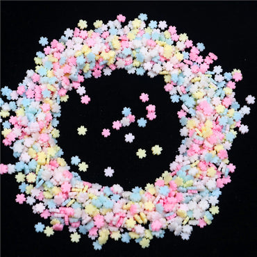 Faux vermicelles confettis en pâte polymère, forme fleur de cerisier, sakura, pour slime, résine, fimo - pastel -10g
