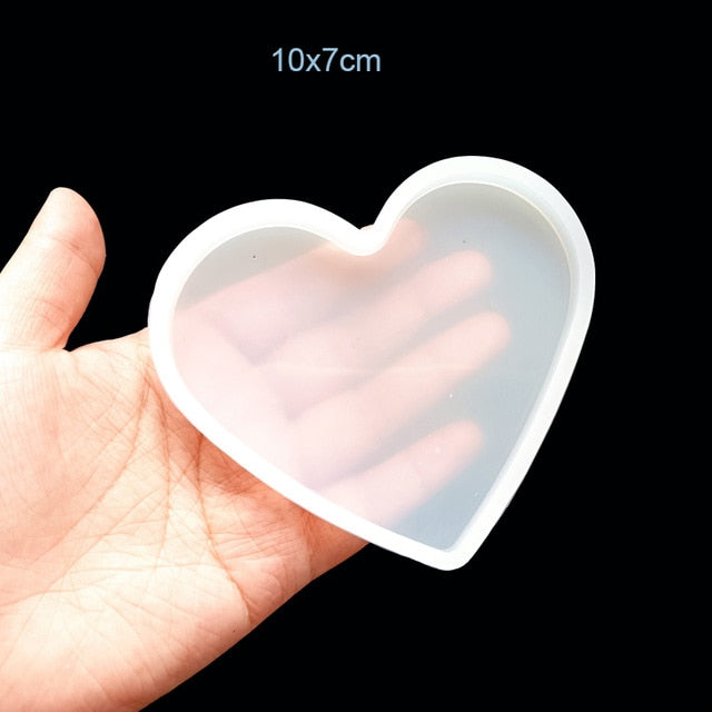 Moule plateau dessous de verre plat formes coeur rond carré rectangle résine époxy