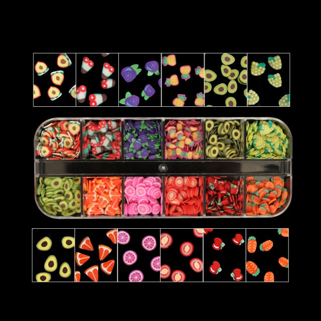 Tranches fimo cannes fruits et légumes multicolore pour déco résine époxy fimo