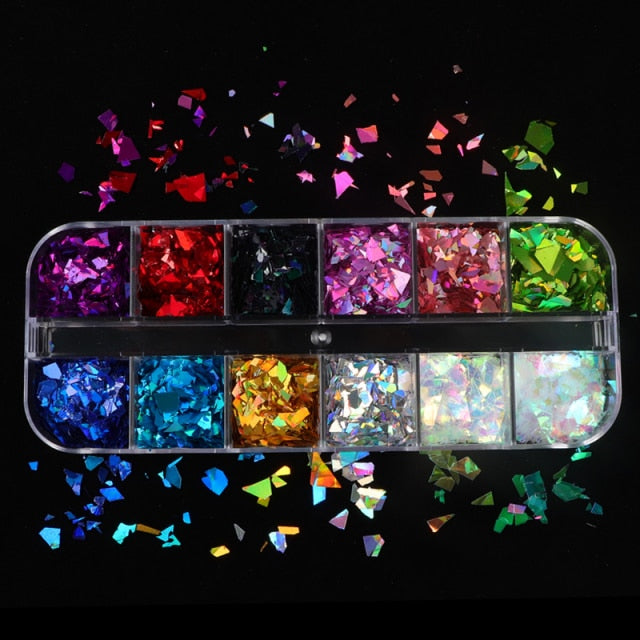 Paillettes holographiques sequins strass éclats multicolore pour résine epoxy fimo fondants...