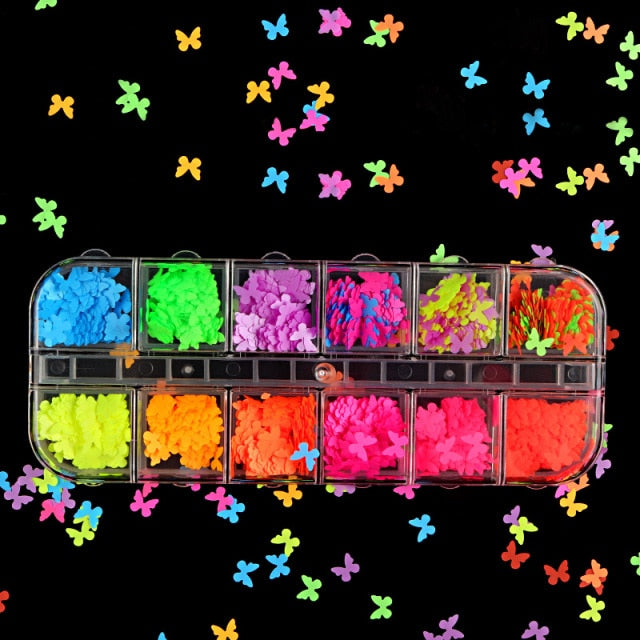 Paillettes holographiques sequins strass papillons fluo pour résine epoxy fimo fondants...