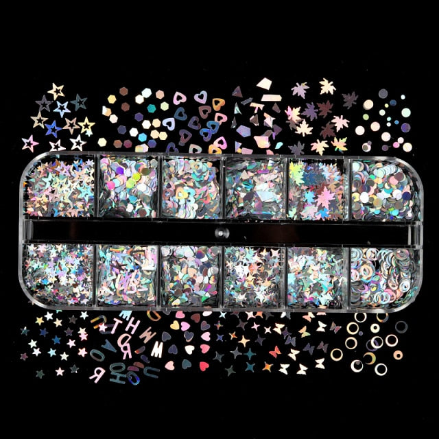 Paillettes holographiques sequins strass mega mix pour résine epoxy fimo fondants...